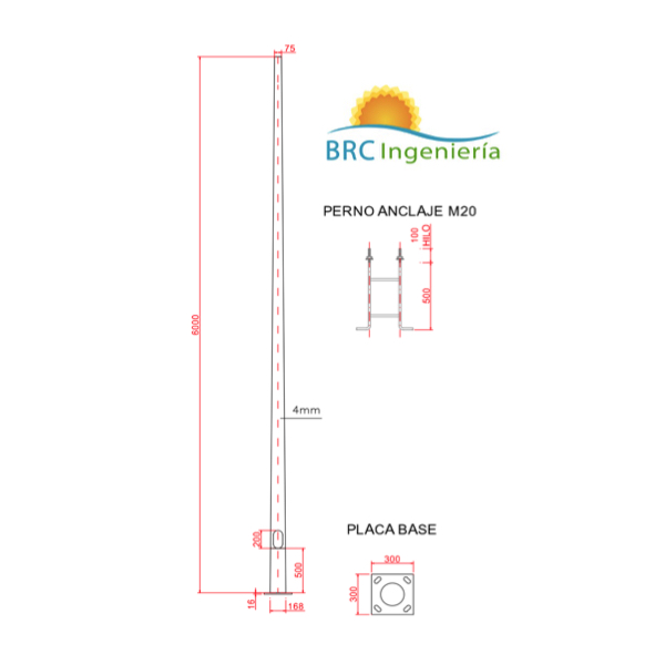 Poste Conico 6 mts x 4mm